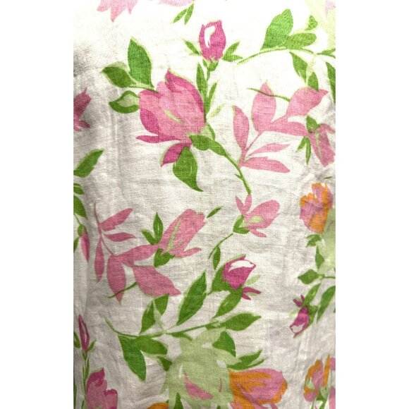 Cotton Connection Vtg Linen Floral Sleeveless Blouse Top Sz S Ruffle Trim Girly - Picture 5 of 7